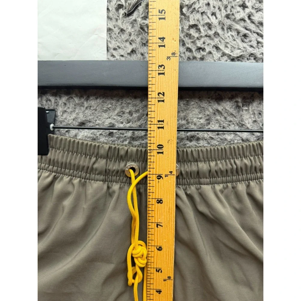 Rhude RH Logo Drawstring Elastic Waist Swim Trunks Olive Green Mens Size XS
